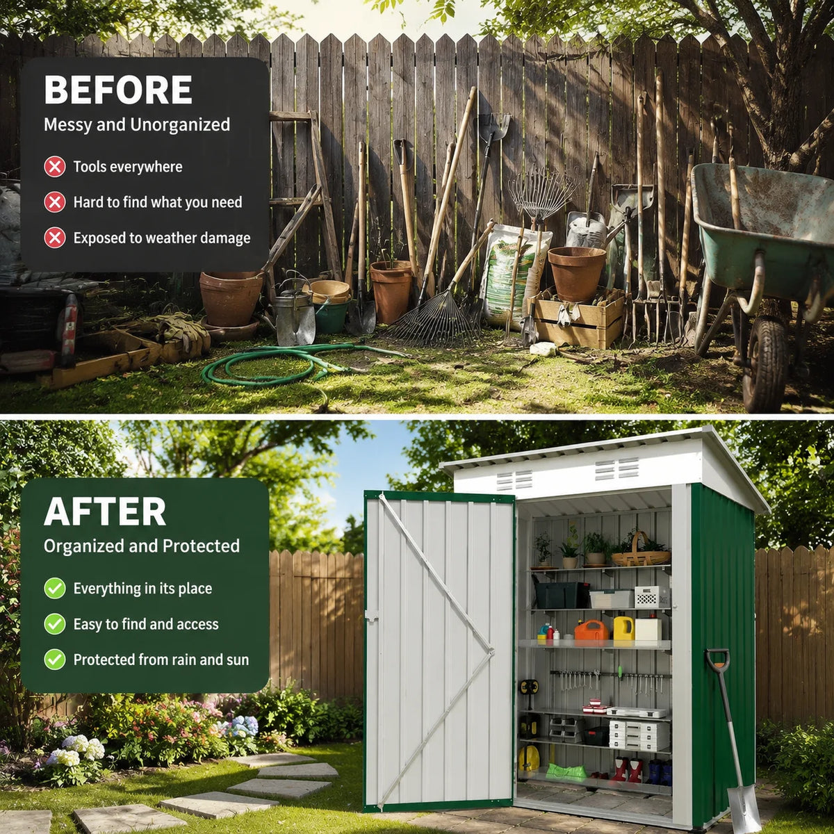 Heavy-duty 5x3 ft lockable metal storage shed — view 2 of 18