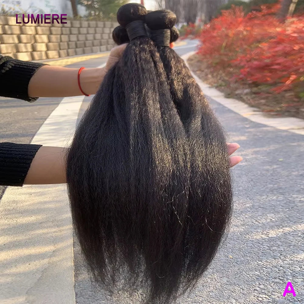 Kinky Yaki Straight Human Hair Bundles Deal Raw Virgin Human Hair Bundles Deal Brazilian Hair Extensions On Sale Clearance