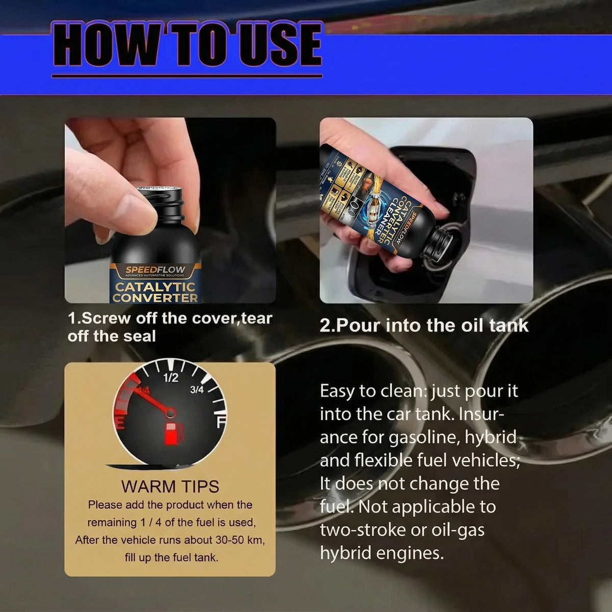 Catalytic Converter Cleaner Carbon & Sludge Removal Boost Engine Reduce Fuel Consumption For All Cars
