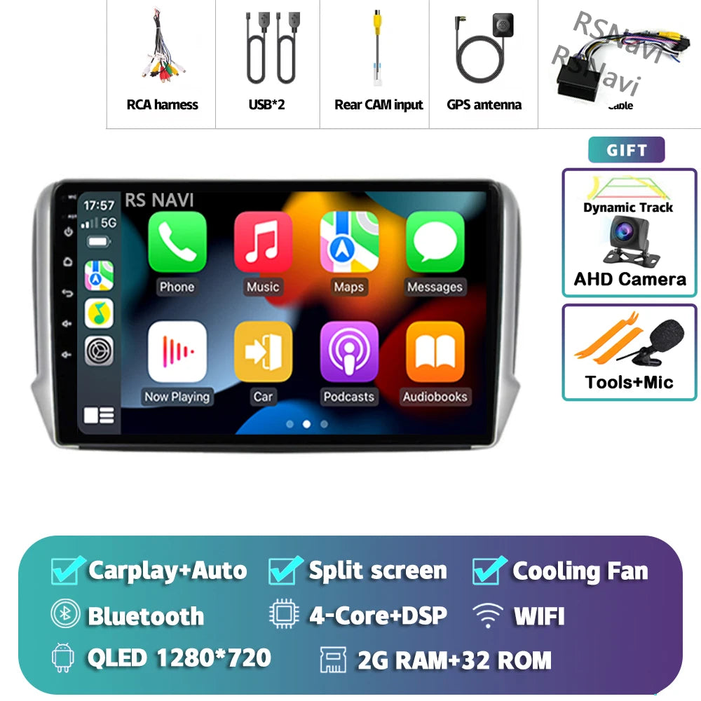 Android 16 Navigation Multimedia Player For Peugeot 2008 208 Series 2012 2013 2014 - 2018 Carplay Auto Stereo BT video Car radio