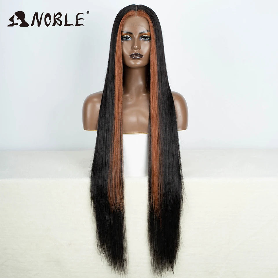 Noble Synthetic Lace Front Wig Cosplay 38 Inch 13X4X1 Straight Lace Front Wigs For Women Blonde Wigs High Density Lace Wig