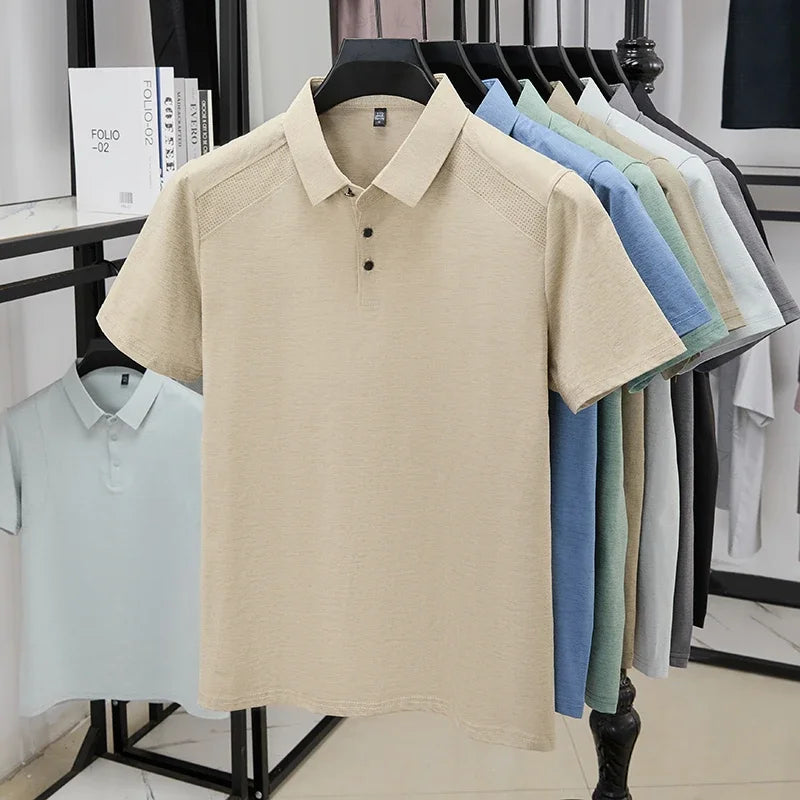 Men's Lapel Polo Shirt - Perforated Breathable, Soft Summer Fabric
