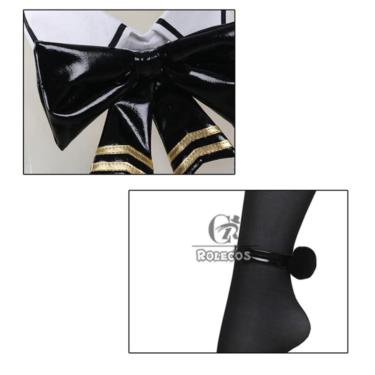 ROLECOS NIKKE Goddess of Victory Blanc Bunny Girl Costume Noir Bunny Suit Women Sexy Cosplay Suit White and Black Jumpsuits