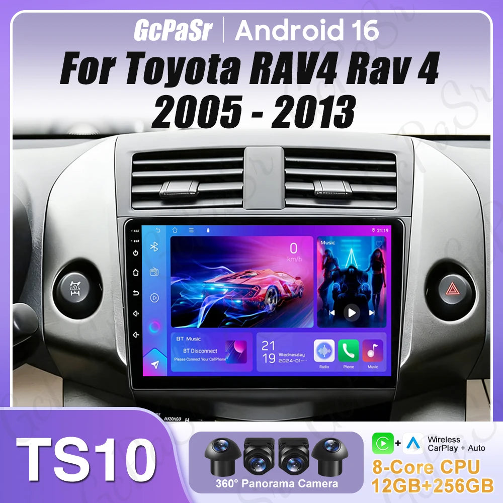 Android Auto For Toyota RAV4 Rav 4 2005 - 2013 Car Radio Carplay No 2din 4G Wifi Car Monitor Video GPS Navigation Stereo 2k BT