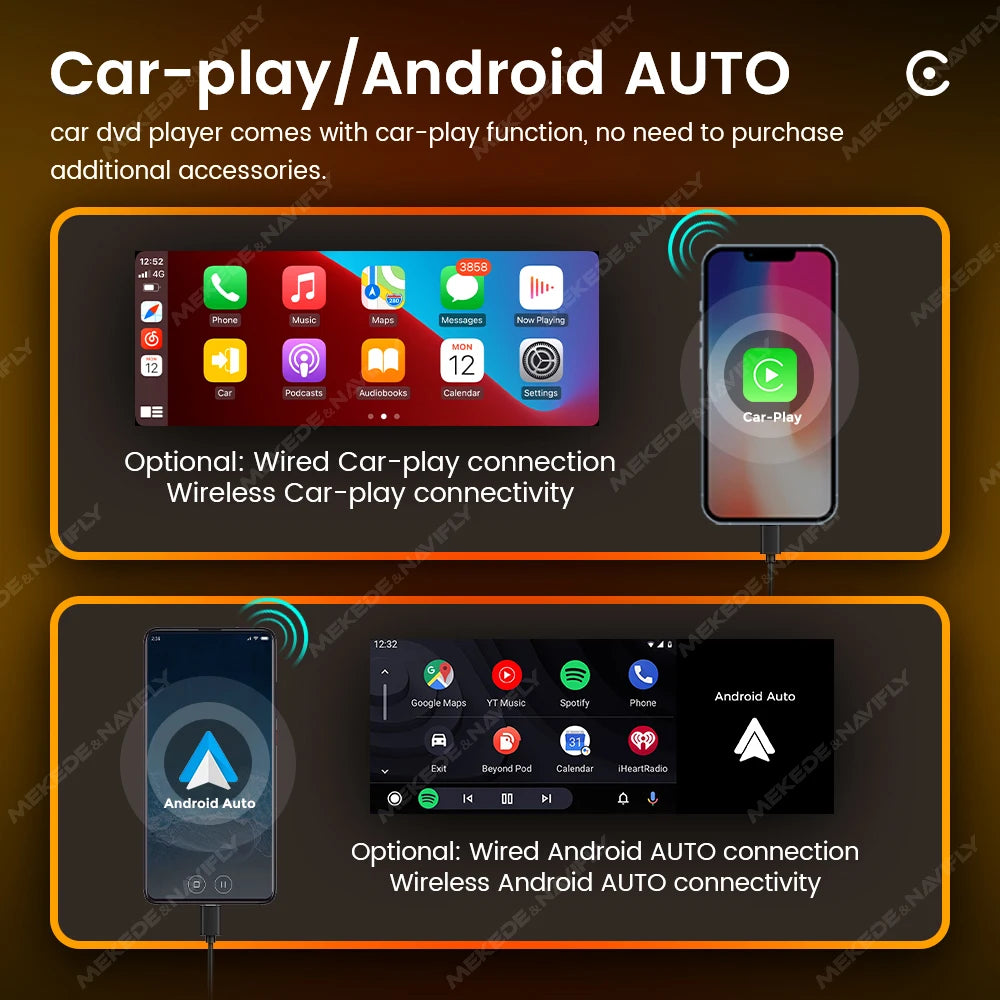NaviFly 6.86" 1-DIN Car Stereo — Wireless CarPlay, Android Auto, MP5 Player, FM Radio