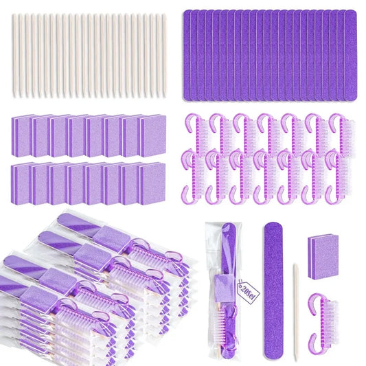 20 Sets Disposable Manicure Kit - Nail File, Buffer & Wood Stick for Travel