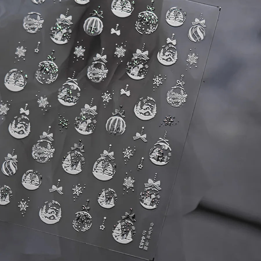 5D Embossed Mini Snowman Snow Nail Decorations Stickers Self Adhesive Nail Stickers Winter Christmas Nail Art Accessories Decals