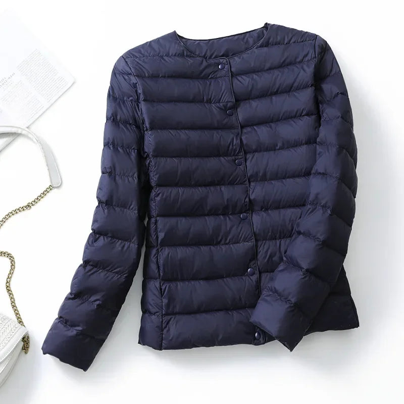 Women's Lightweight Puffer Jacket - Matte Short Winter Coat - photo 20