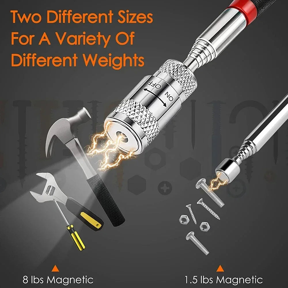 Telescopic Magnetic Pen Extendable Pickup Rod Stick with Light Mini Portable Magnet Pick Up Tool for Picking Up Screws Nut Bol