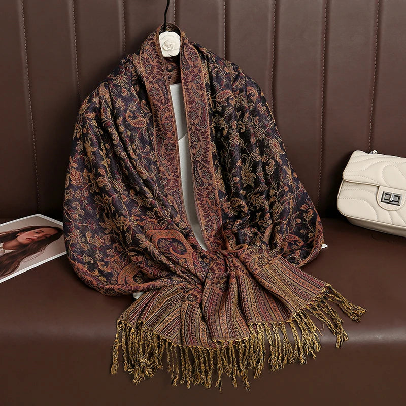 Women's Printed Pashmina Shawl, Soft Winter Scarf