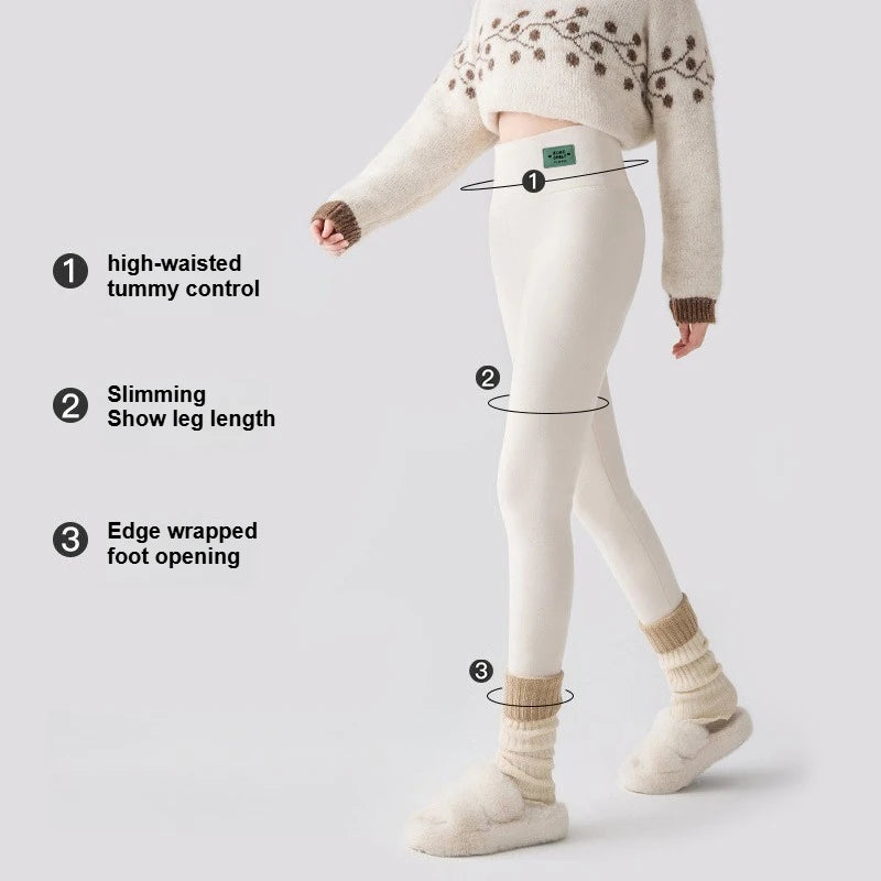 Women's Plus Size Fleece Lined Leggings - Ribbed High Waist Thermal Tights - photo 2