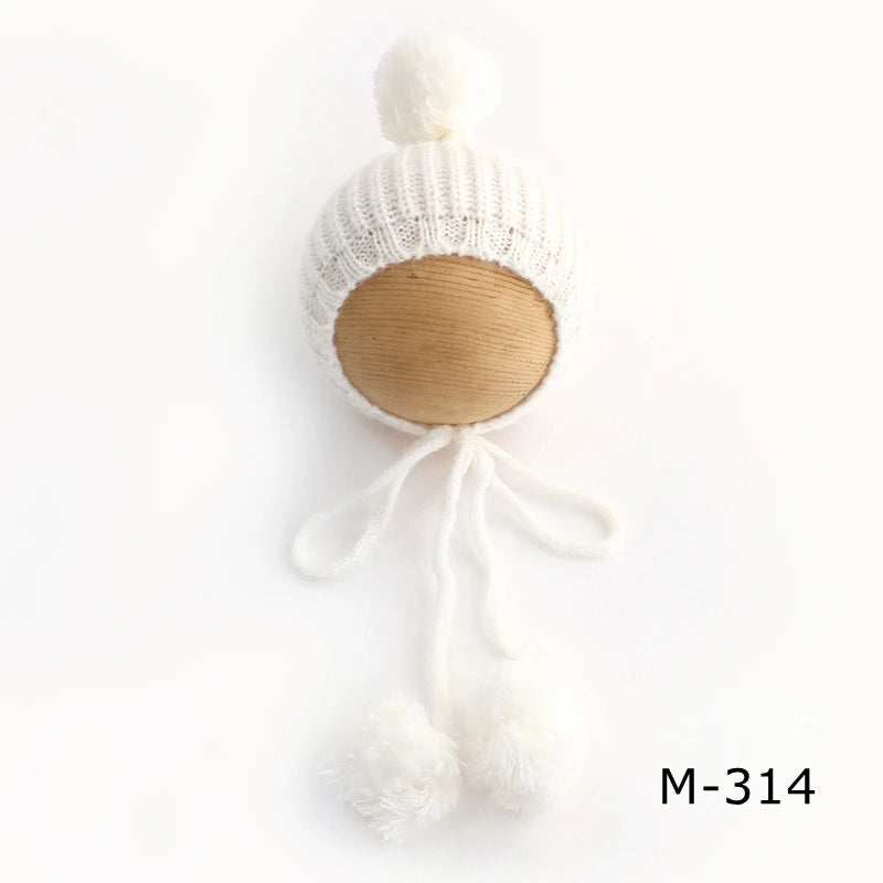 Newborn Pixie Pom Pom Bonnet - Knit Baby Photo Prop Hat - photo 15
