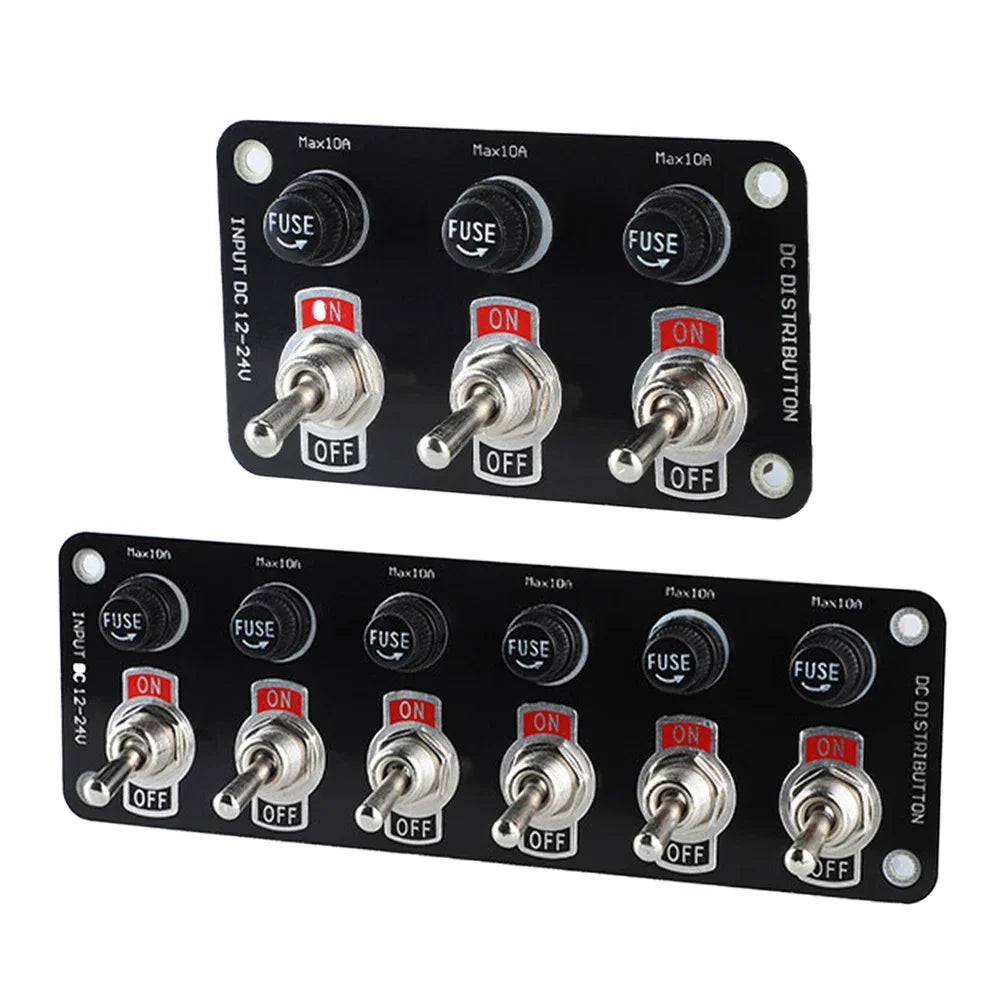 3/6 Gang Toggle Switch Panel On/Off Rocker Toggle Switch with 10A Fuse Racing Cars RV Camper Marine Boat Yacht 12V/24V Switches