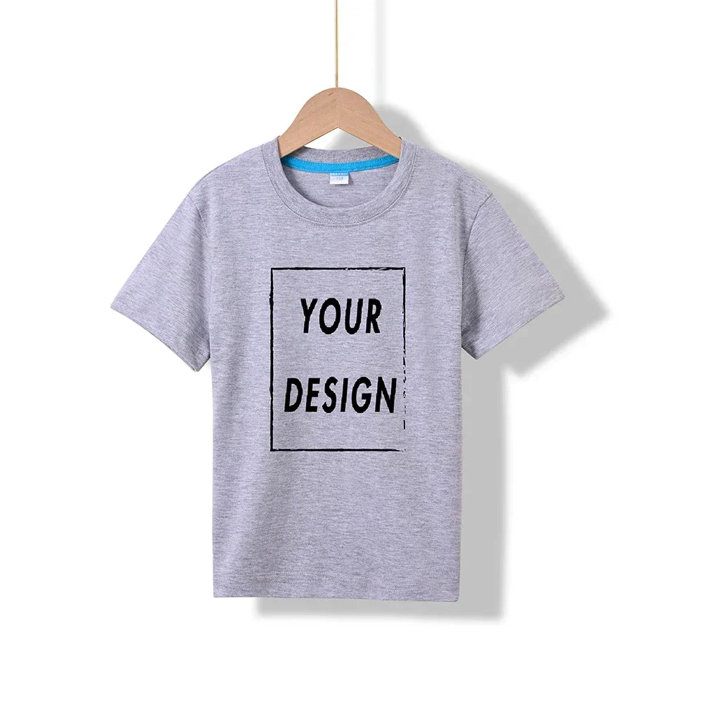 2025 Free Customized Front and Rear Logo Children's Cotton T-shirt, the Best Gift for Boys and Girls