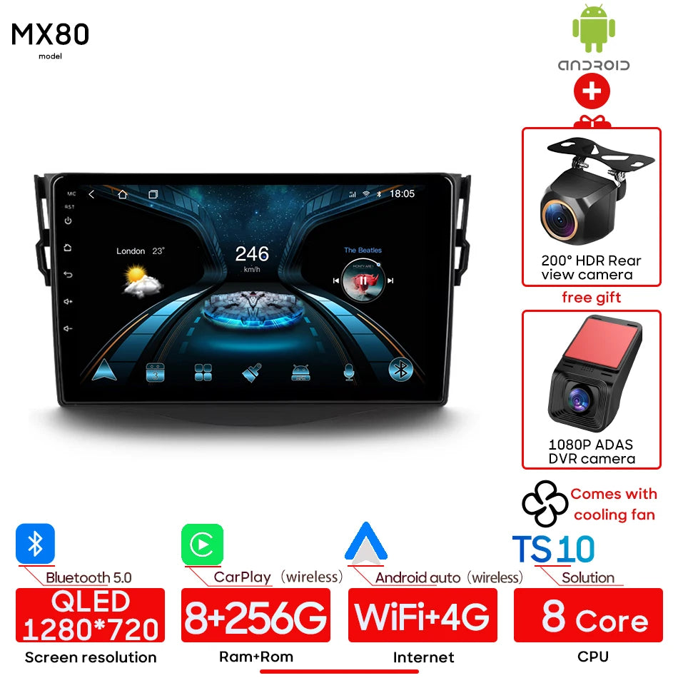 Car Stereo with Apple CarPlay & Android Auto, Compatible with Toyota RAV4 3 XA30 (2005-2016)