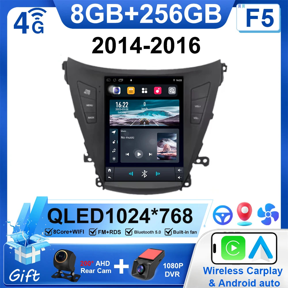 9.7" Car Stereo with Apple CarPlay & Android Auto, Compatible with Hyundai Elantra 5 (2011-2016)
