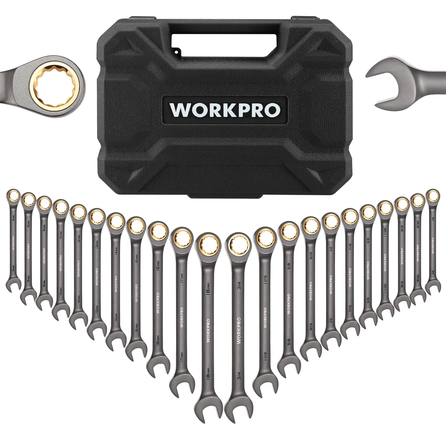WORKPRO 21-Piece Ratcheting Wrench Set for Auto & Home Repairs