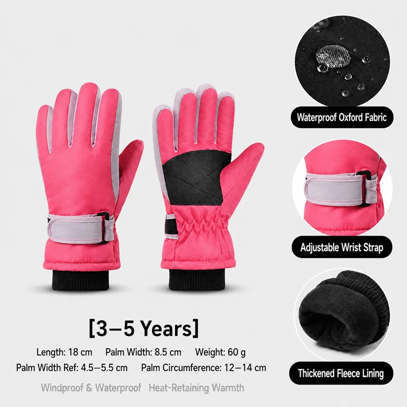 Kids Winter Ski Gloves - Fleece Lined Snow Gloves for Ages 3-15 - photo 12