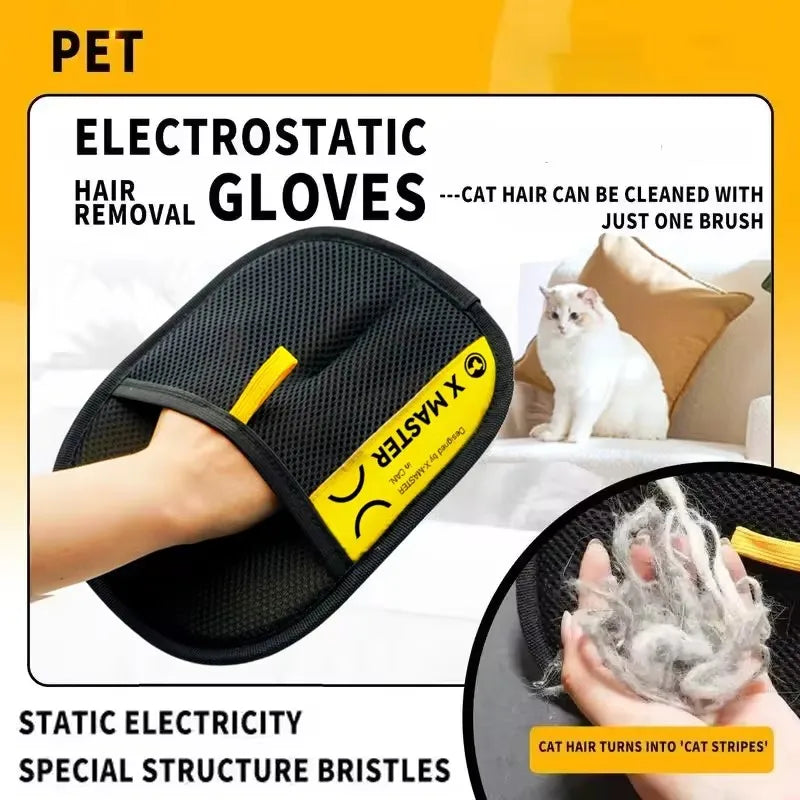 Electrostatic Pet Hair Remover Grooming Gloves – Reusable Washable with 2-in-1 Lint Roller Brush | 1, 2 or 5 Pack