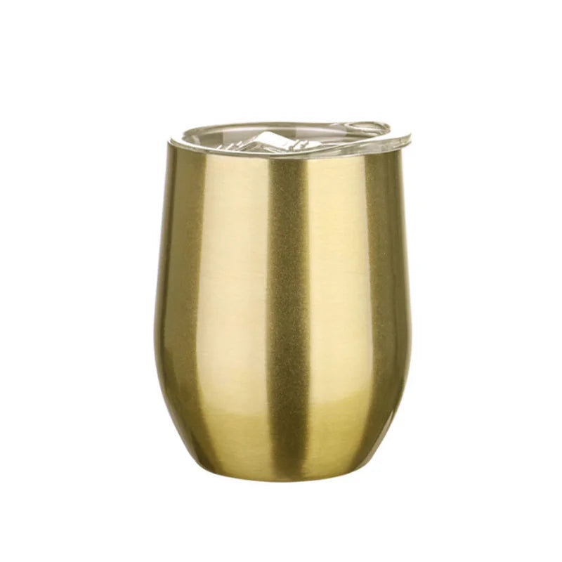12OZ Wine seal Cover Custom Logo Mug Vacuum Insulated Thermos Garrafa Termica  Egg Shape Coffee Tumbler  Wine Beer  With Lid