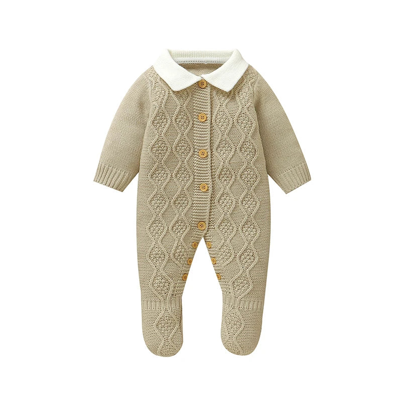 Baby Boy Knit Turtleneck Romper - Gentleman Style Winter Jumpsuit - photo 7