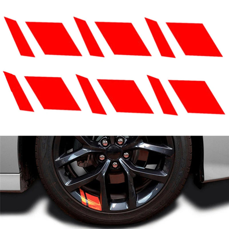 6 Pc Car Wheel Rim Reflective Stickers, Warning Decal Stripes