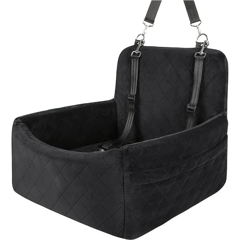 Pet Car Seat Kennel – Removable Washable Anti-Slip Dog & Cat Travel Nest | Front & Rear Row Safety Seat (Black, Gray)