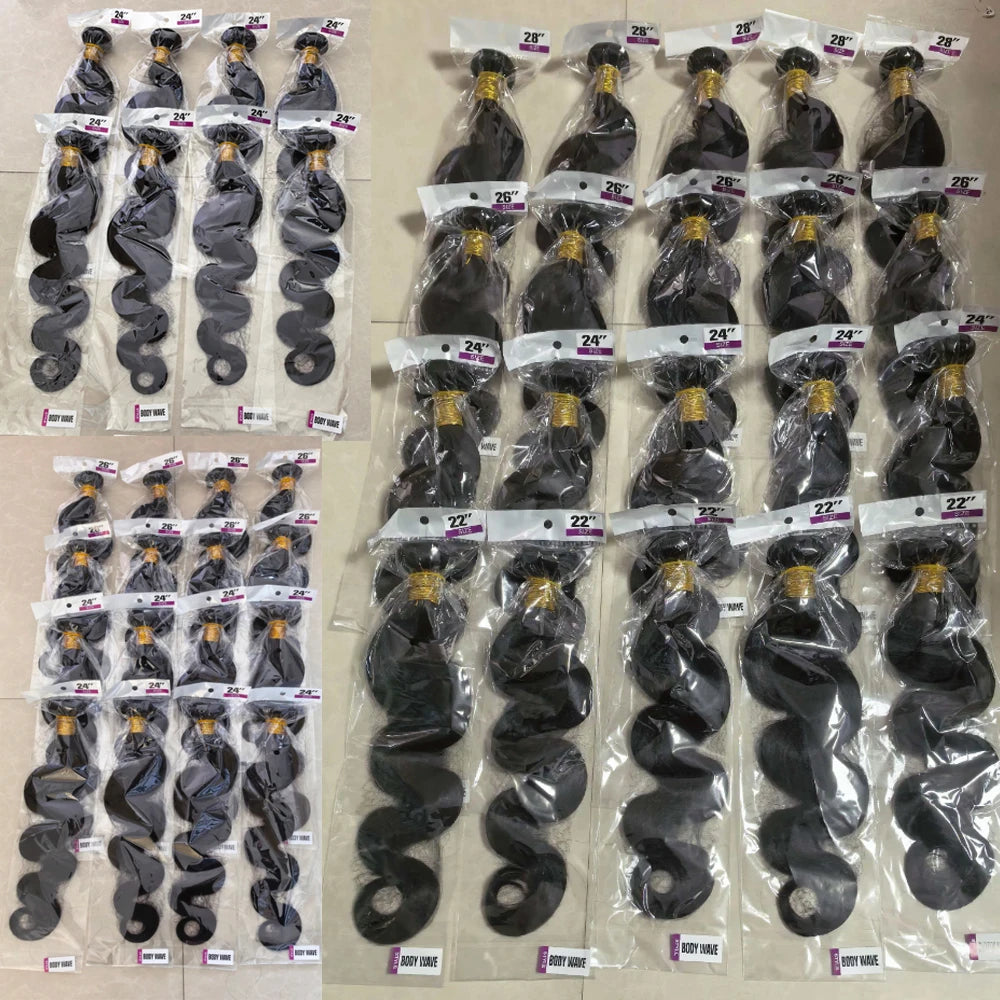 Raw Human Hair Bundles Body Wave Brazilian 3 4 Bundle 28 30 Inch Virgin Remy Hair Extensions For Women Sew In Quick Weave Bundle