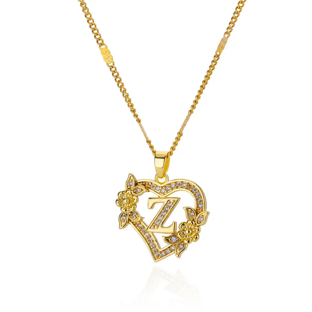 Initial Heart Necklace – Gold-Tone A-Z Letter Pendant