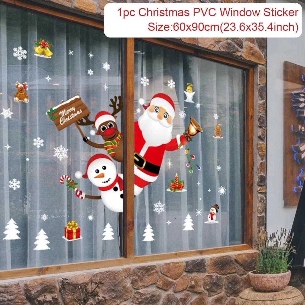 Christmas Wall Window Stickers Marry Christmas Decoration For Home 2026 Christmas Ornaments Xmas Navidad Gift New Year 2026