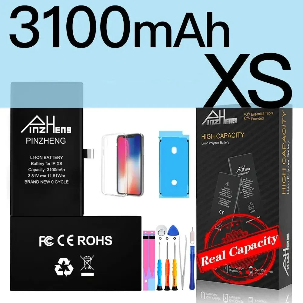 PINZHENG High Capacity Replacement Battery for iPhone X, XR, XS, 11, 12, 13 Mini Max Pro – 1-Year Warranty