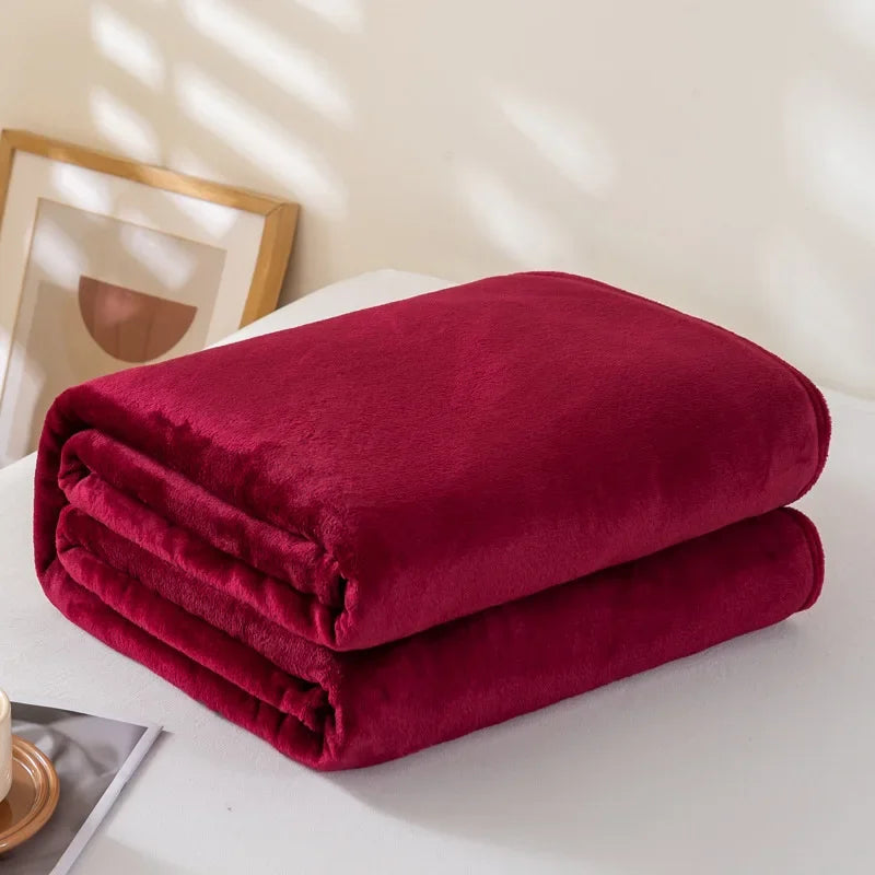 Coral Fleece Flannel Blanket, Soft Lightweight Bed Throw