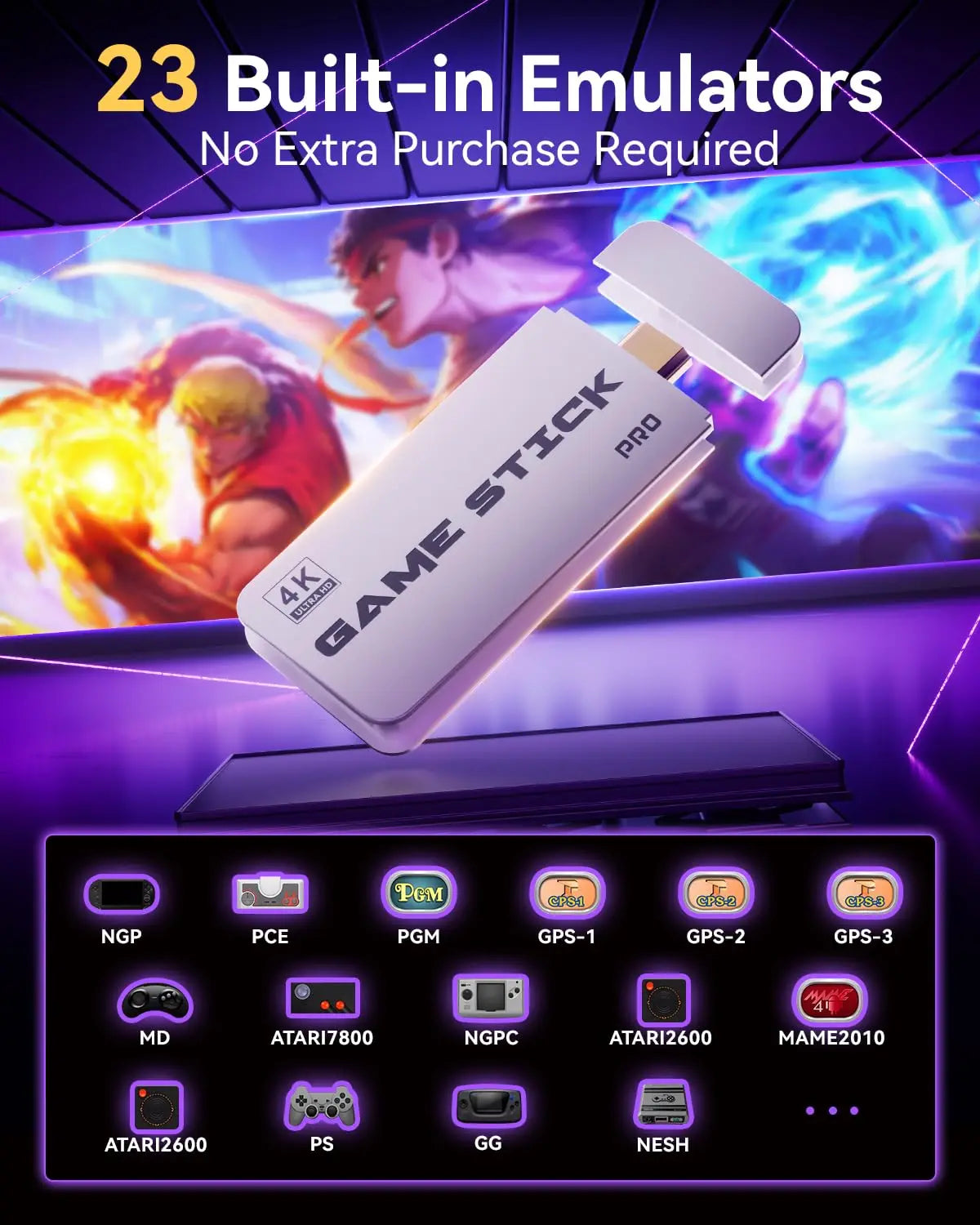 Enhanced Wireless Retro Gaming Console - 4K HDMI, 23 Emulators
