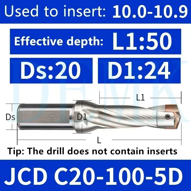 JCD Crown U-Drill Rod 10-25mm, Internal Cooling Indexable Drill
