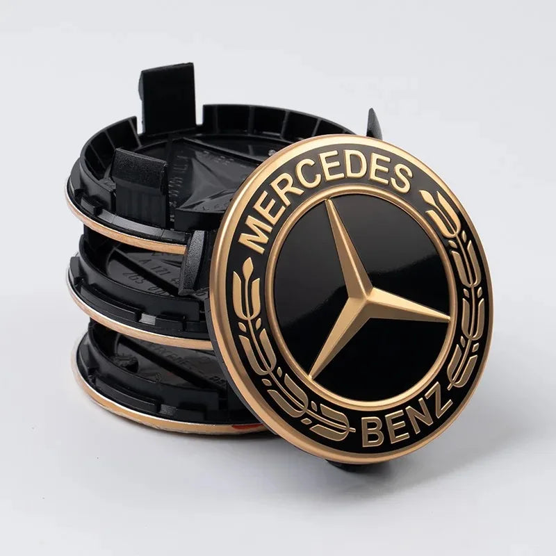 4 Pieces/Set Mercedes Benz AMG Wheel Center Hub Caps 75mm Diameter with Embossed Benz Emblem Tire Rim Covers for W203 W206 W220