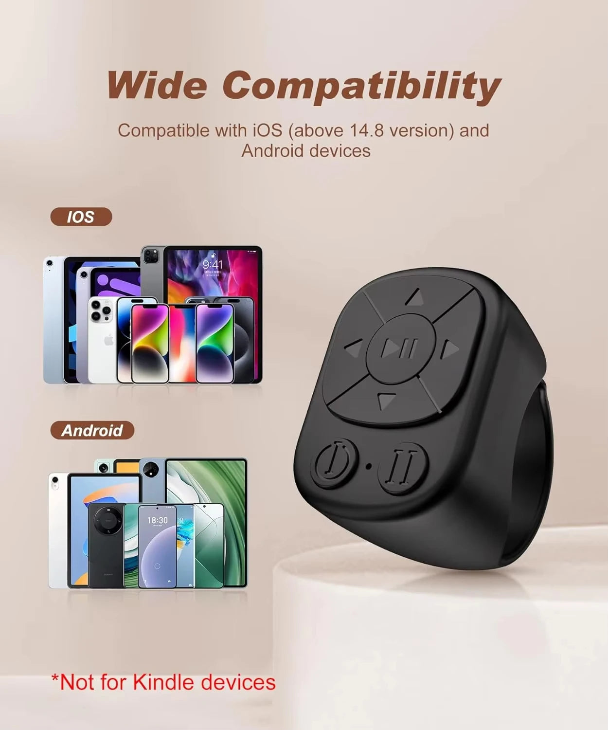 Tiktok Scrolling Ring Tiktok Remote Control Is Suitable for Iphone, iPad Bluetooth Page Turning Ring Roller, Both Camera Shutter