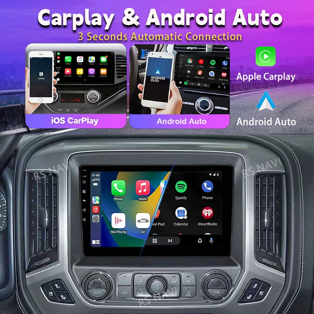 Android 16 Carplay Auto Car Radio Multimedia For Chevrolet Silverado 3 GMTK2 2014 2015 2016 2017 2018 Autoradio Stereo Head Unit