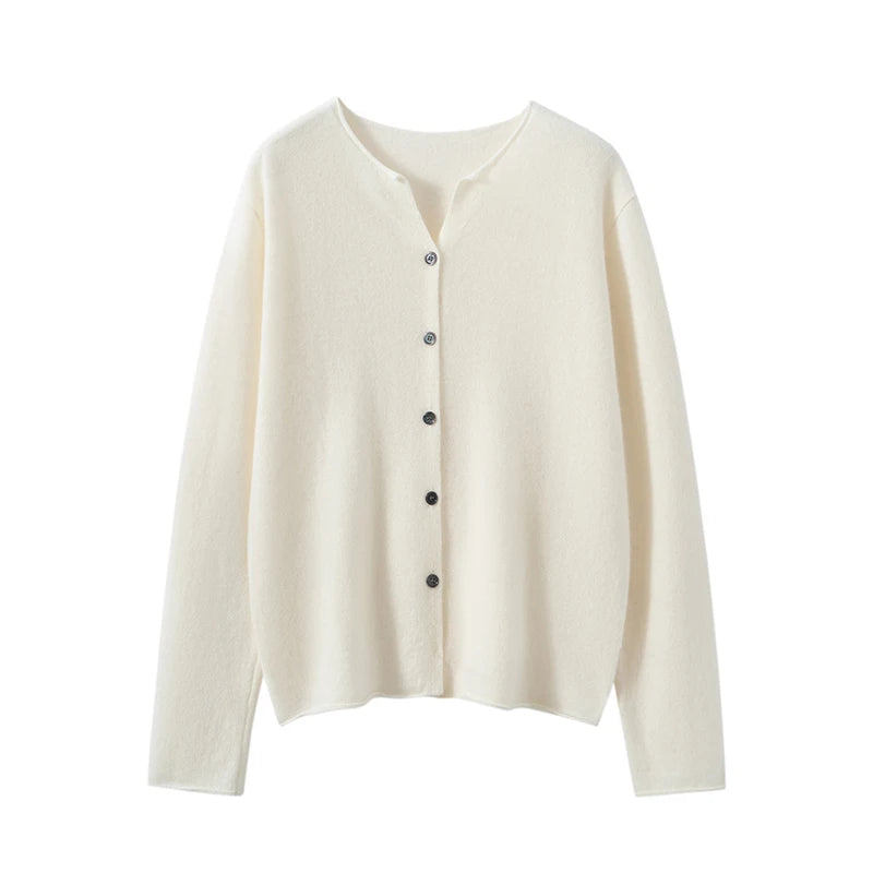 Women's Short Crew Neck Knit Cardigan - Soft Button Sweater Coat - photo 5