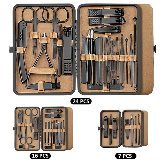 7, 16 or 24 Piece Manicure & Pedicure Set with Travel Case