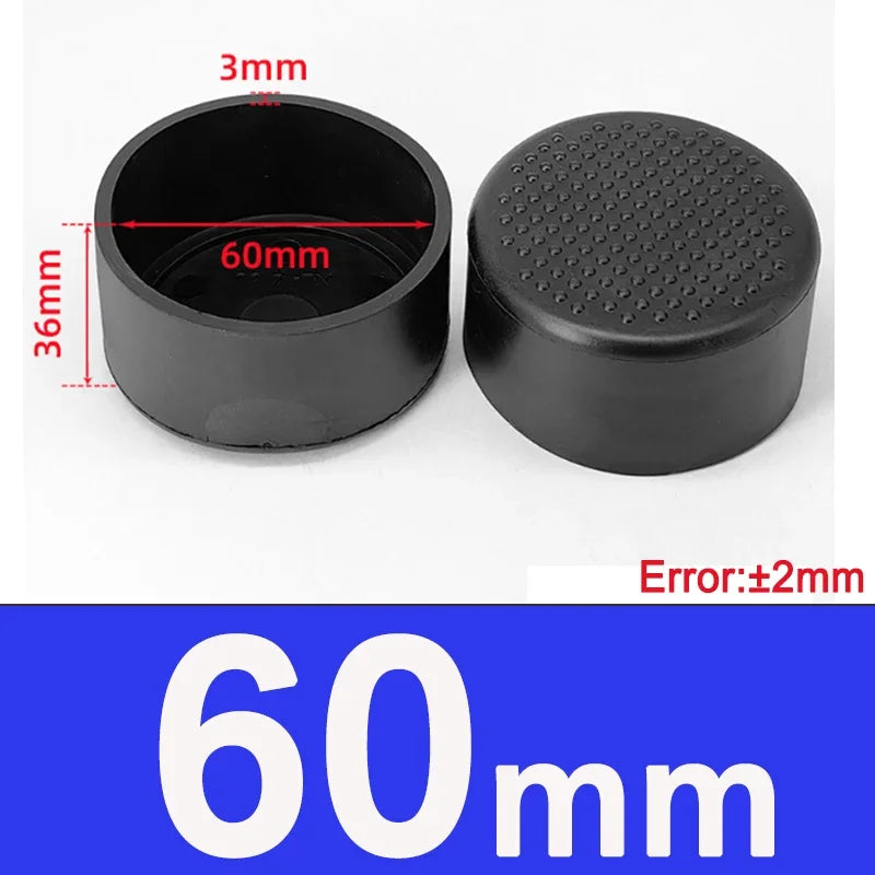 1-20Pcs Round Black PVC Soft Rubber Pipe Sleeve Tube Cap Table Chair Foot Pad Protective Cover 6 8 10 12 14 16 20 22 25 28-100mm