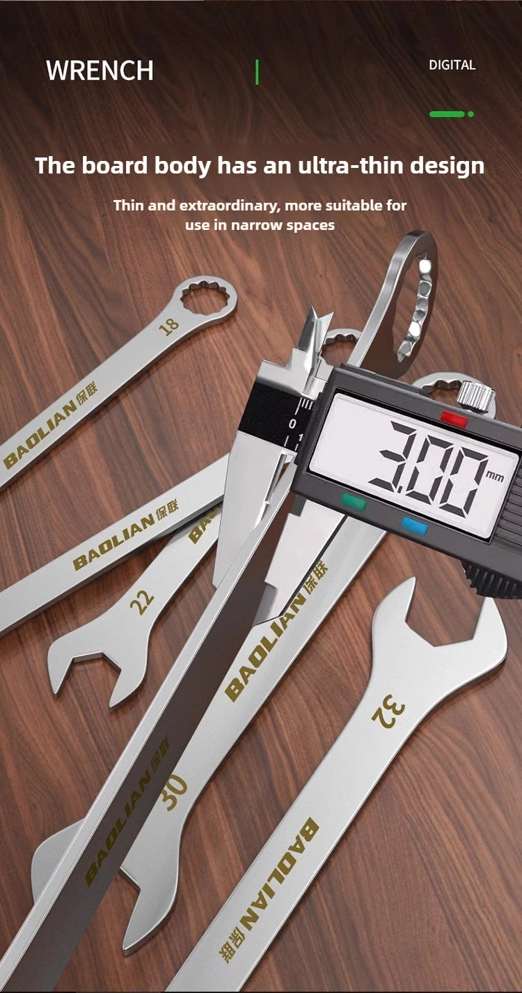 Ultra-thin Wrench Large Open-end Wrench Plum Dual-purpose Wrench Wholesale 4-27MM Cross-border Thin Section Dual-purpose