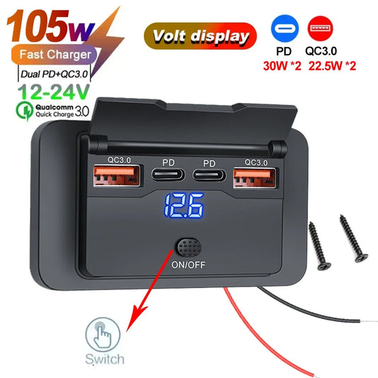 Fast Charging Car Charger Adapter – PD & QC3.0 USB C Ports