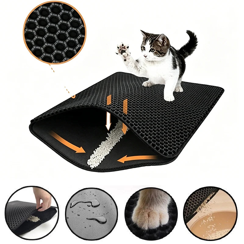 2-Layer Cat Litter Mat - EVA Sand Trapping Floor Protector
