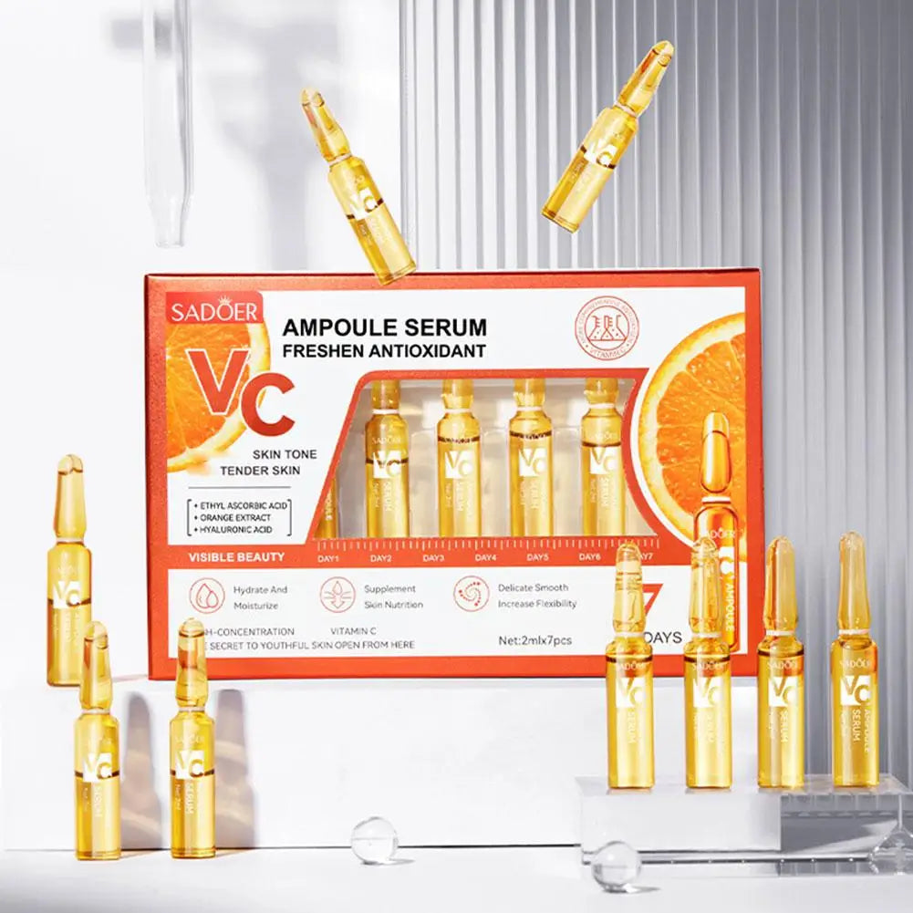 Hyaluronic Acid Vitamin C Moisturizing Rejuvenating Facial Treatment Shrink Pores Whiten Essence Set 24k Golden Ampoule Essence