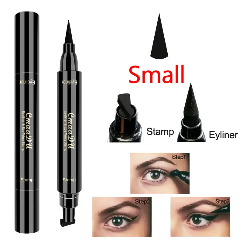 Double-Ended Stamp Liquid Eyeliner Pen – Waterproof Fast-Dry Black Eye Liner with Seal Stamp