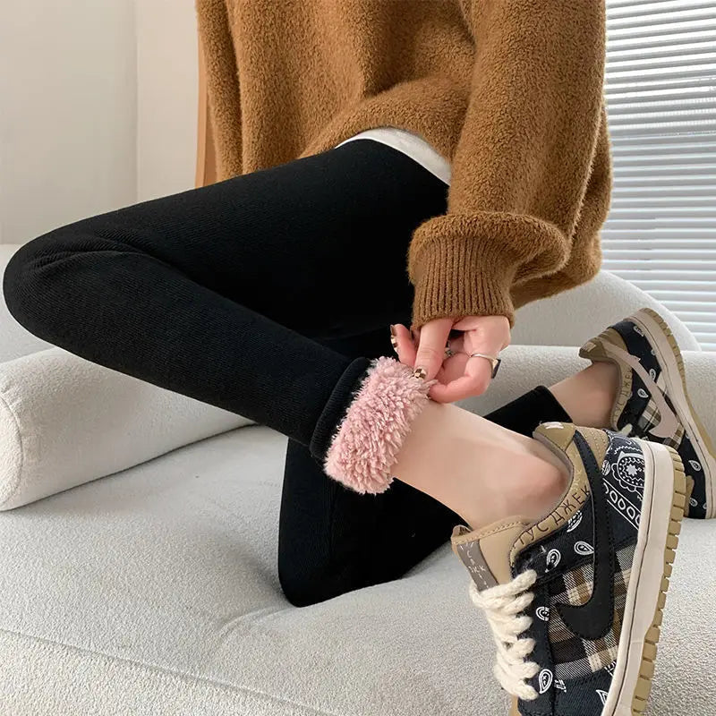 Women's Velvet Fleece Leggings - Thick High Waisted Winter Tights - photo 5