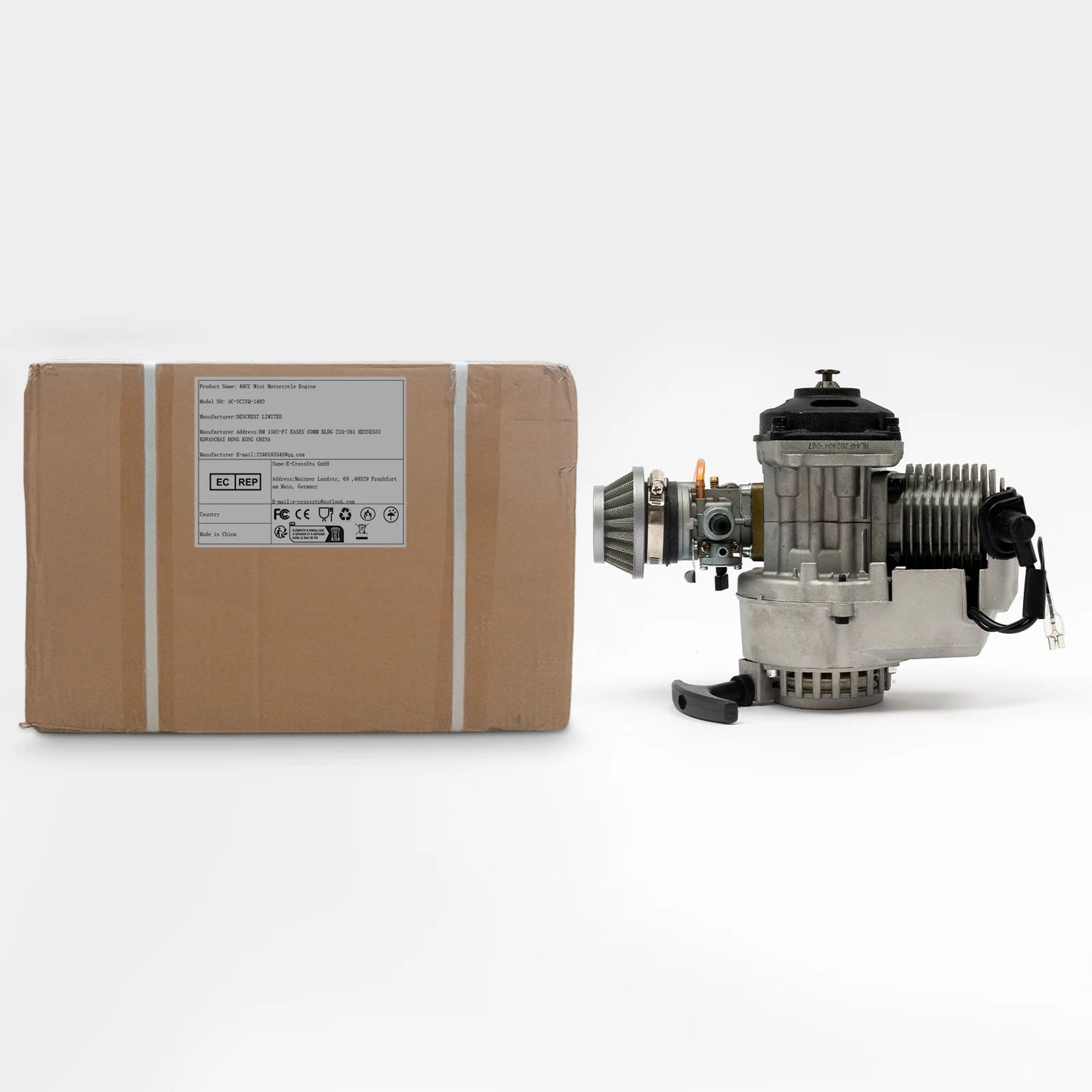 49cc Two-Stroke Motor Engine, 3HP, 12500 RPM, Large 0.32gal Fuel Tank, Durable Build
