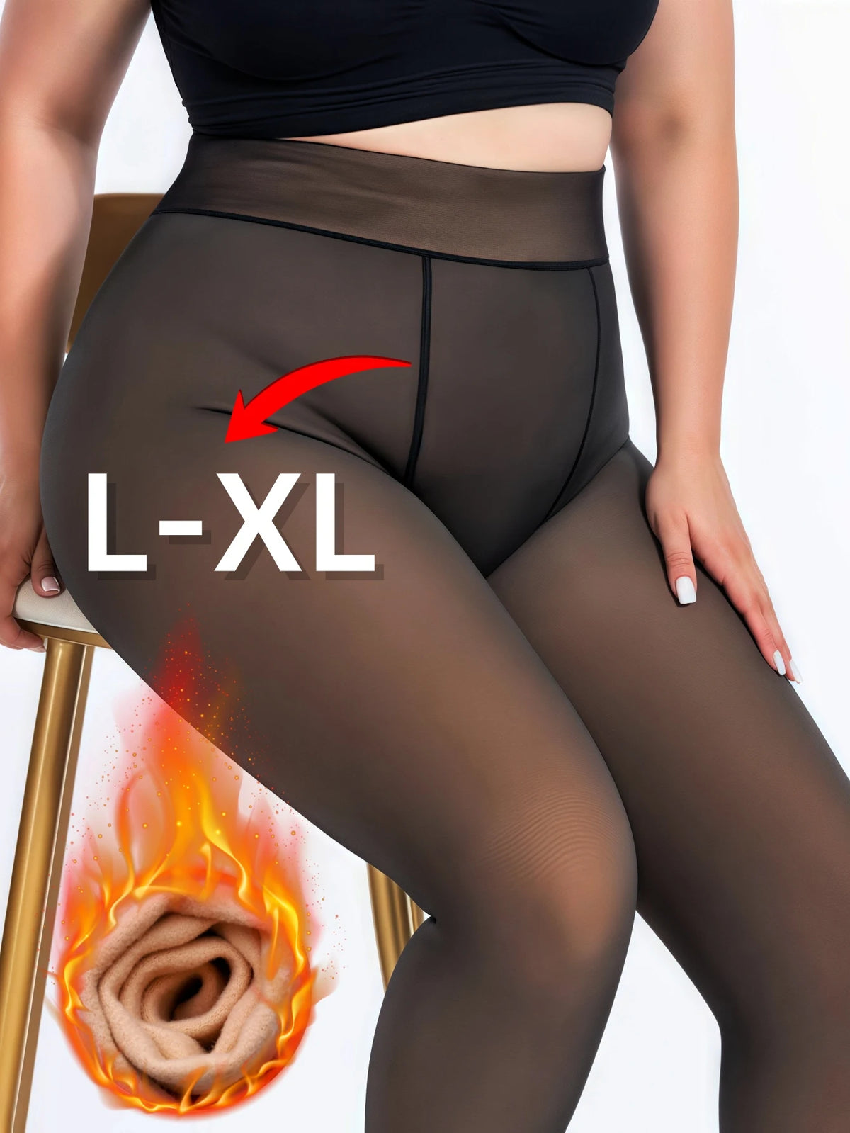 Women's High Waisted Fleece Lined Tights - Semi-Sheer Winter Pantyhose - photo 5
