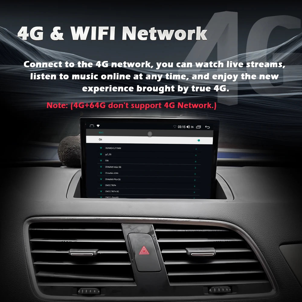 Wireless CarPlay Android 16 For Audi Q3 2011 - 2018 Car Multimedia Radio Navigation GPS WIFI Wired Auto DSP 8 inch Touch Screen