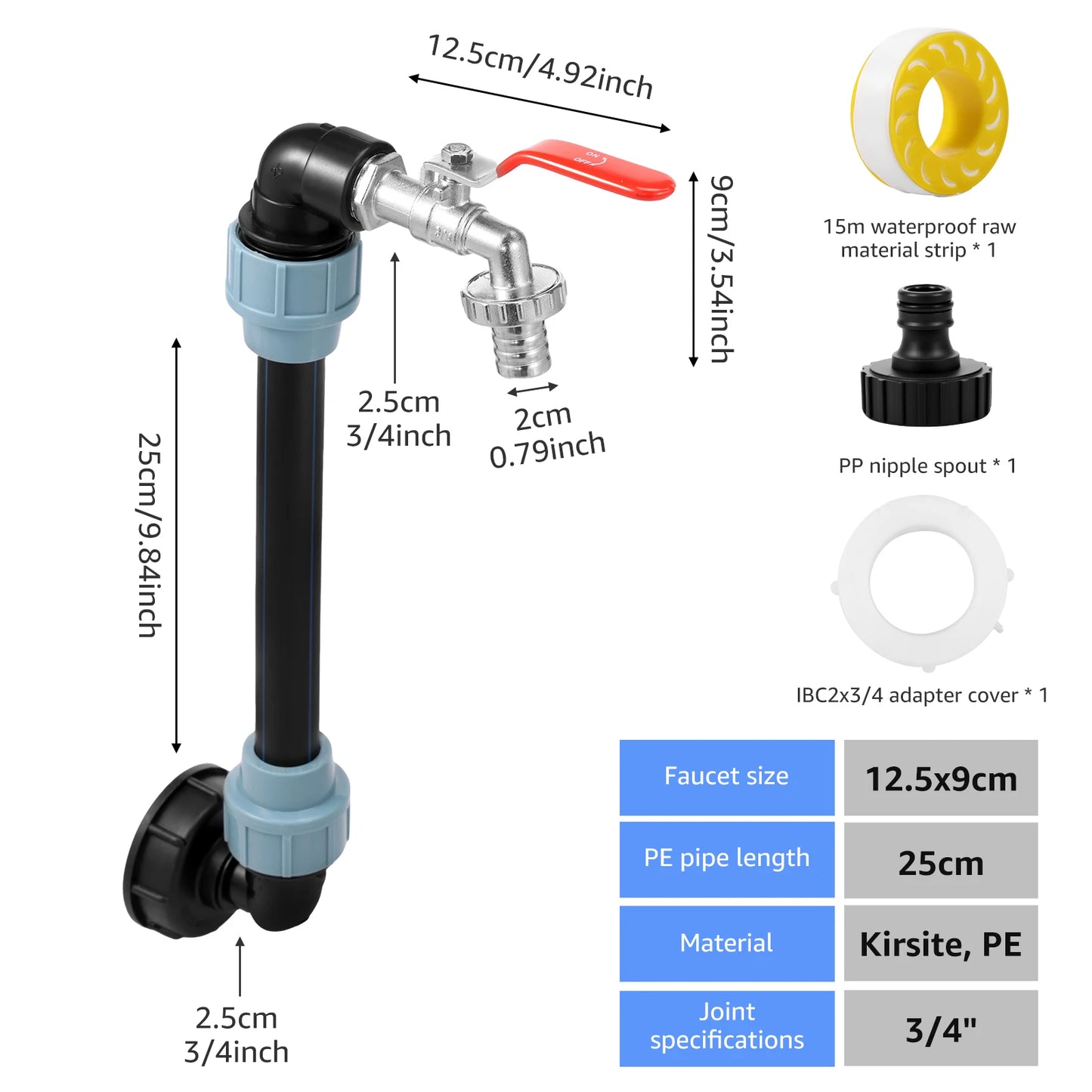 IBC Tank Adapter Kit — 3/4" Gooseneck Tap & Rain Barrel Outlet